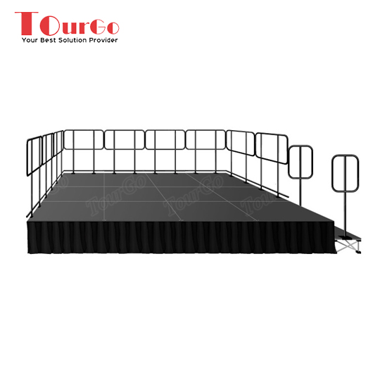 TourGO 12'x16' Deluxe Stage System with Guardrails, Steps & Skirts