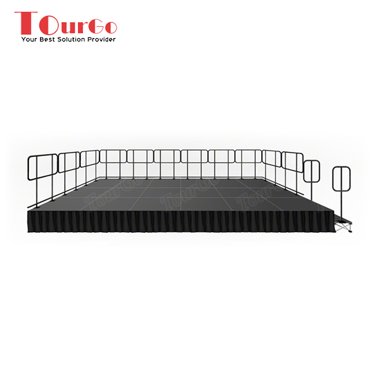 TourGO 12'x24' Deluxe Stage System with Guardrails, Steps & Skirts