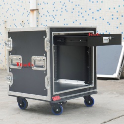 Sound Town Shock Mount 10U ATA Rack Case with 2U Drawer and wheels