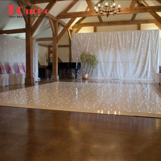 TourGo 8ft*8ft portable white twinkling LED dance floor for wedding party