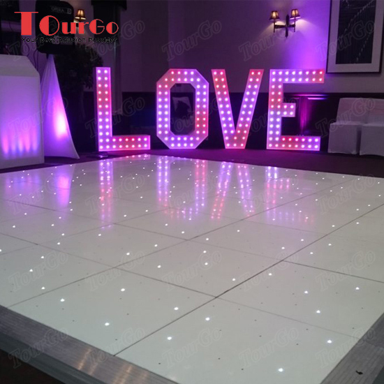 TourGo 20ft x18ft Wholesale Wedding White Starlit Dance Floor with LED LOVE Letter