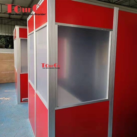 Two Person Interpretation Booth With Red Color Made By TourGo