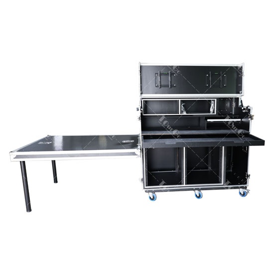 Custom Broadcast Video Streaming Production Flight Case With Siding Table