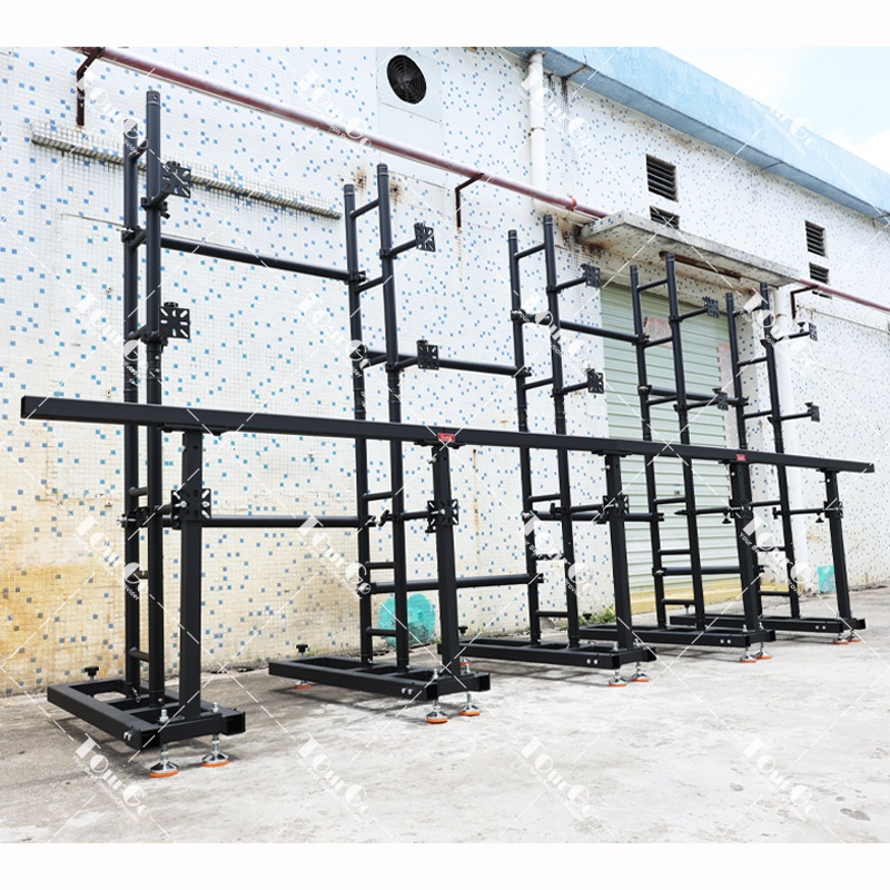 Custom LED video wall ground support stack system with custom height off the ground