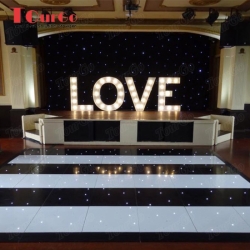 TourGo 12ft*12ft portable black and white starlit dance floor with wedding party for sale
