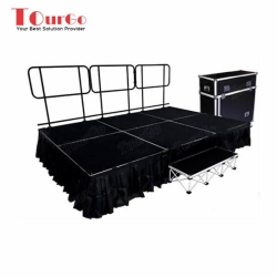  TourGo 12ft x 8ft Portable Mobile Folding Stage System with Stage Platform & Stage Guardrail for Sale