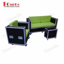 TourGo Single Seater Wood and Green Leather Sofa