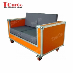 TourGo Custom Mobile 2 Seat Sofa Flight Case With Yellow Color
