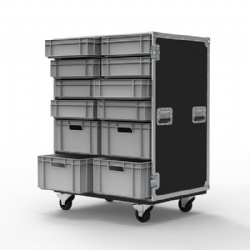 12 DRAWER DOUBLE WIDTH EURO CONTAINER FLIGHT CASE