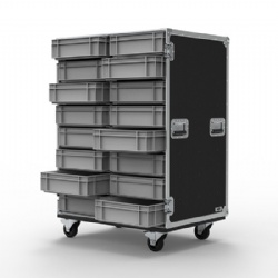 16 DRAWER DOUBLE WIDTH EURO CONTAINER FLIGHT CASE