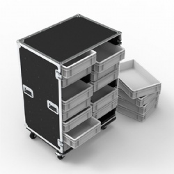 16 DRAWER DOUBLE WIDTH EURO CONTAINER FLIGHT CASE