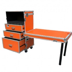 Flight Zone Deluxe 3-Drawer Workbox Tour Case with Casters & Side Table