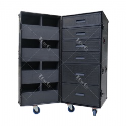 Aluminum black storage 6 drawer box flight road case