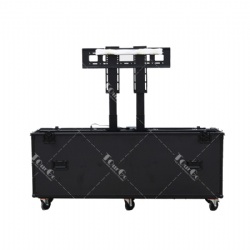 Black 75-inch lifting TV flight case with strong load-bearing double columns