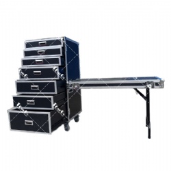 7 level drawers box flight case witth siding table