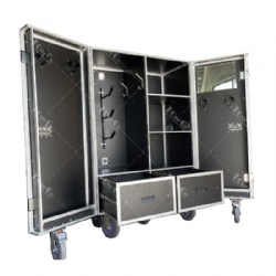 Portable Mobile Aluminum Tack Trunk / Double Door Saddle Tack Locker Case With Hooks and Mirrors