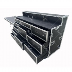 Portable Mobile 11 Drawers Trunk Tool Flight Case With Siding Table and Socket