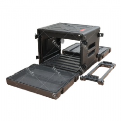 PE 8U Wheeled Trolley Rack Mount Hard Case