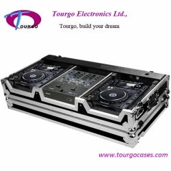 CD Coffin Cases - Case for 2pcs Large Format CD Players: Pioneer CDJ-2000 plus Rane Sixty-one Serato Mixer with Low Profile Wheels
