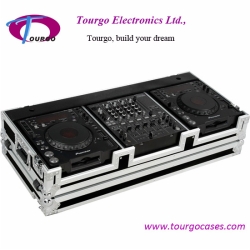 CD Coffin Cases - Case for 2pcs CD Players: Pioneer CDJ-1000, CDJ-800, DN-S3700, DN-S3500 plus 12inch mixer with low profile wheels